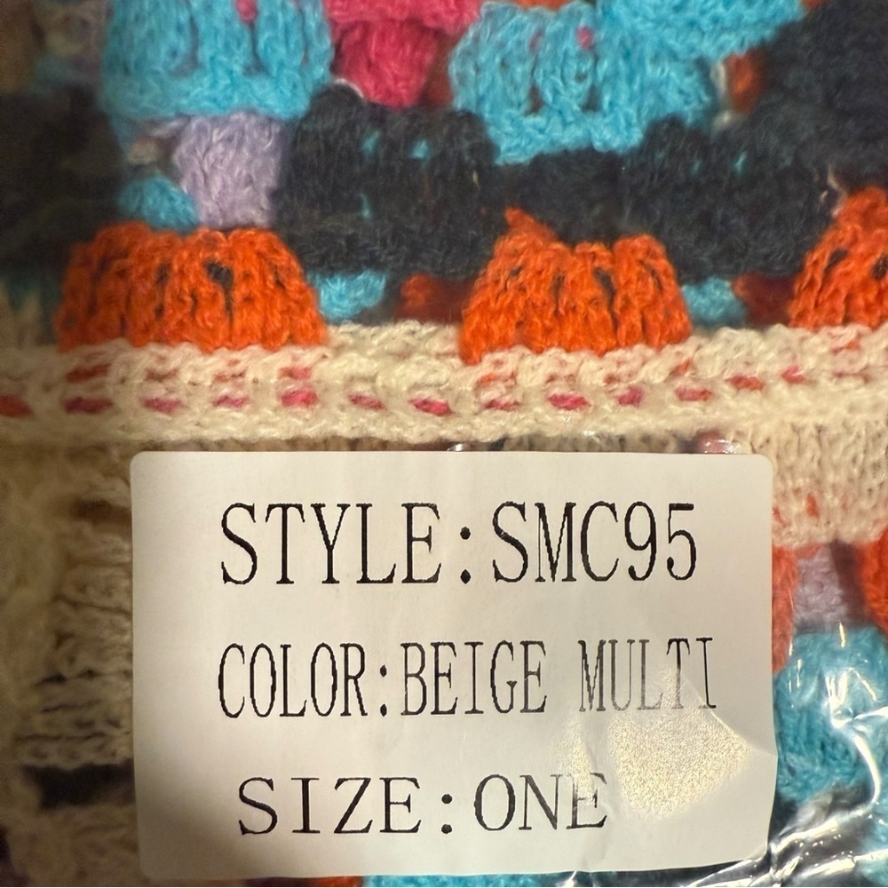 New POL Beige Multicolor Granny Squares Long Crochet Knit Cardigan - Picture 6 of 10